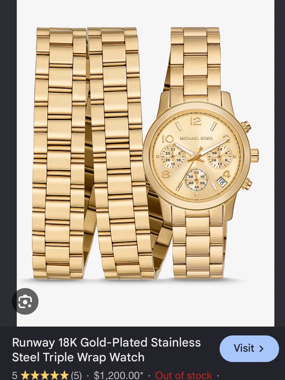 Michael Kors Gold-Tone Triple Wrap Chronograph Watch